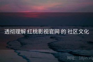 透彻理解 红桃影视官网 的 社区文化