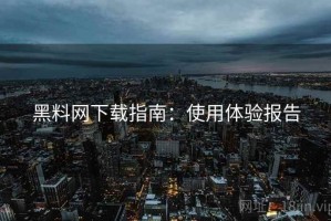 黑料网下载指南：使用体验报告