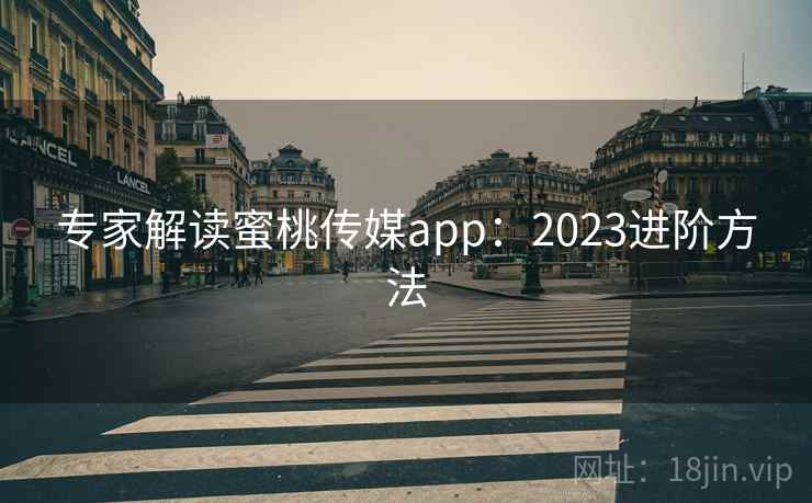 专家解读蜜桃传媒app：2023进阶方法